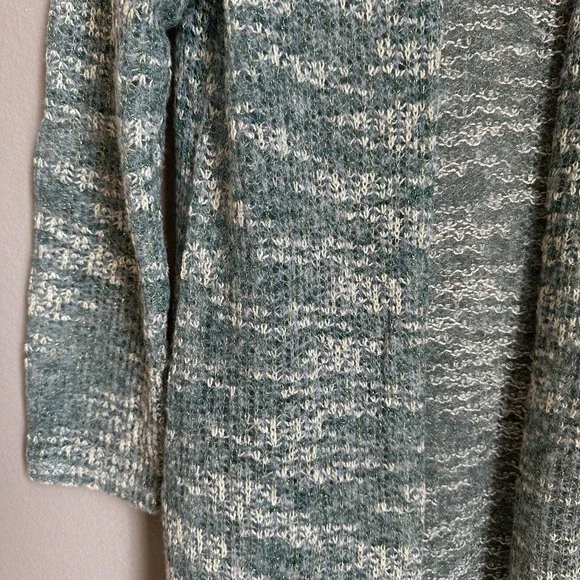 Soft Surroundings Open Front Cardigan Longline Open Knit Lightweight Metallic - Picture 3 of 11